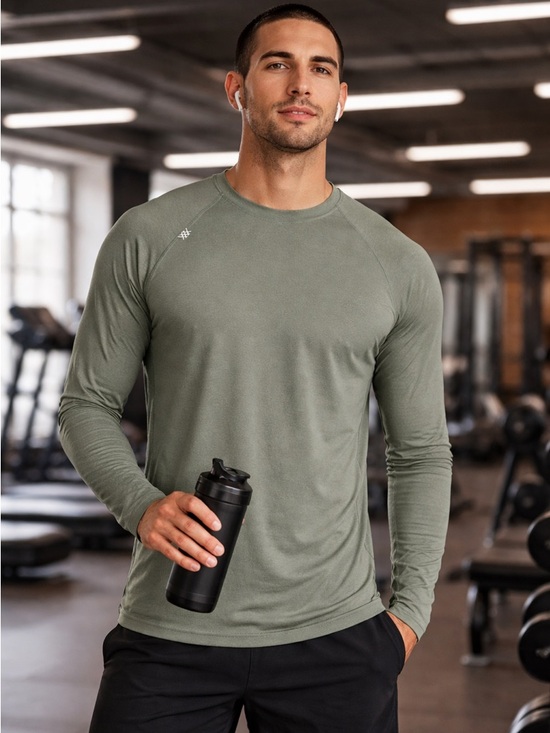 RHONE Other - Rhone The Reign Olive Green Performance Long-Sleeve T-Shirt